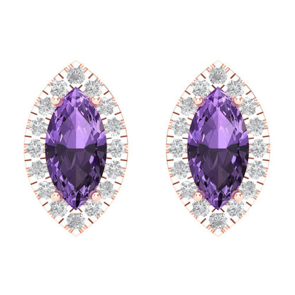 3.8cttw Alexandrite Gold-Plated 925 Silver Screw Back Stud Earrings