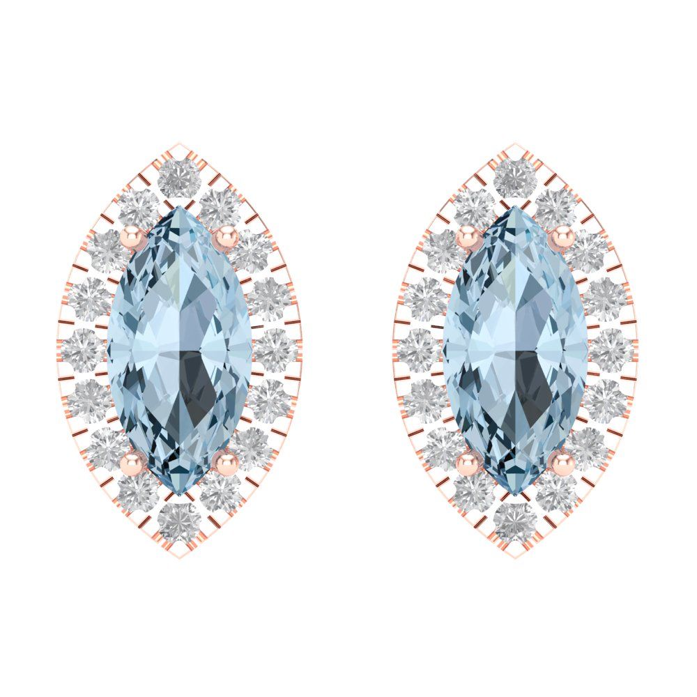 3.8cttw Aquamarine Gold-Plated 925 Silver Screw Back Stud Earrings