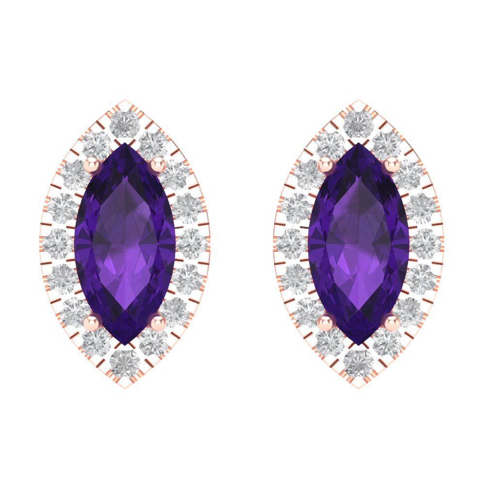3.8cttw Amethyst Gold-Plated 925 Silver Screw Back Stud Earrings