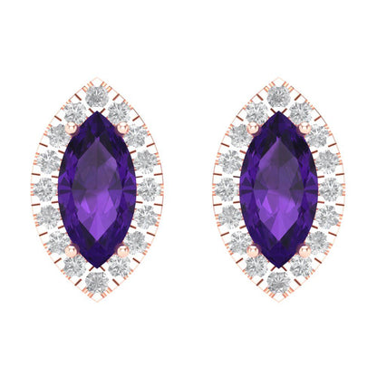 3.8cttw Amethyst Gold-Plated 925 Silver Screw Back Stud Earrings