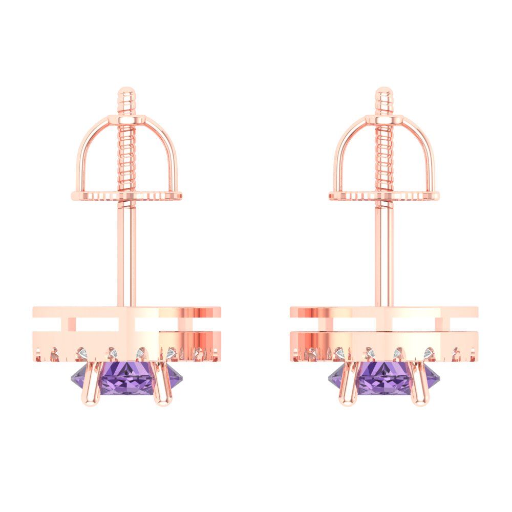 3.8cttw Alexandrite Gold-Plated 925 Silver Screw Back Stud Earrings
