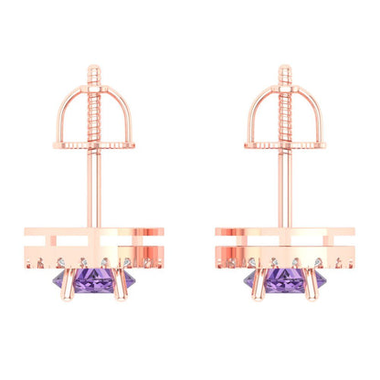3.8cttw Alexandrite Gold-Plated 925 Silver Screw Back Stud Earrings