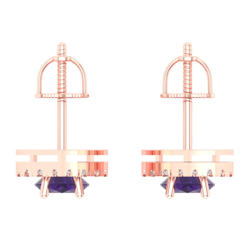 3.8cttw Amethyst Gold-Plated 925 Silver Screw Back Stud Earrings