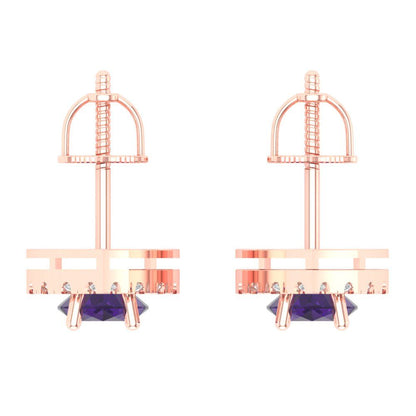 3.8cttw Amethyst Gold-Plated 925 Silver Screw Back Stud Earrings
