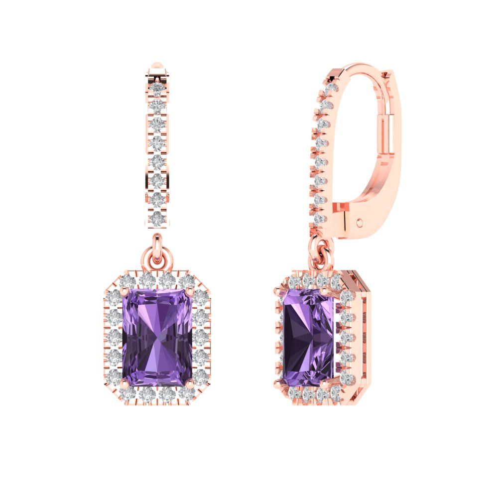 5.8072cttw Alexandrite Gold-Plated 925 Silver Lever Back Drop Dangle Earrings