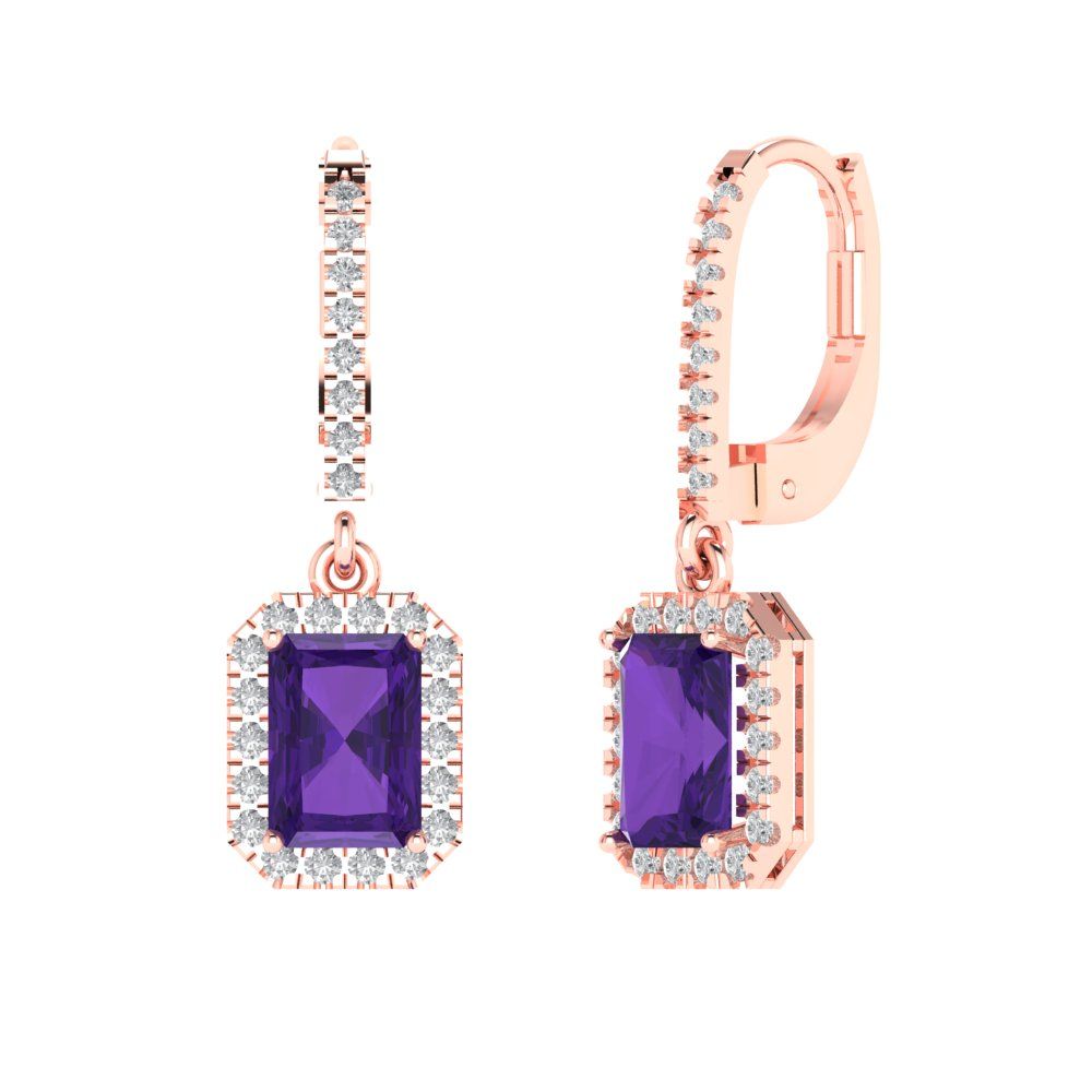5.8072cttw Amethyst Gold-Plated 925 Silver Lever Back Drop Dangle Earrings