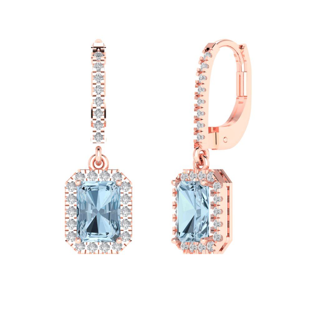 5.8072cttw Aquamarine Gold-Plated 925 Silver Lever Back Drop Dangle Earrings