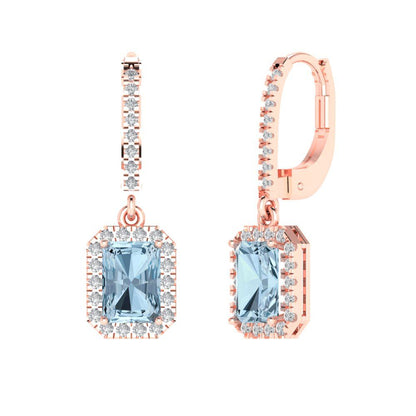 5.8072cttw Aquamarine Gold-Plated 925 Silver Lever Back Drop Dangle Earrings