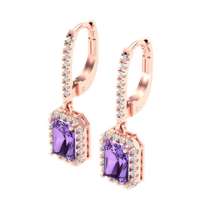 5.8072cttw Alexandrite Gold-Plated 925 Silver Lever Back Drop Dangle Earrings