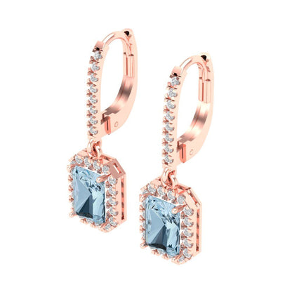 5.8072cttw Aquamarine Gold-Plated 925 Silver Lever Back Drop Dangle Earrings