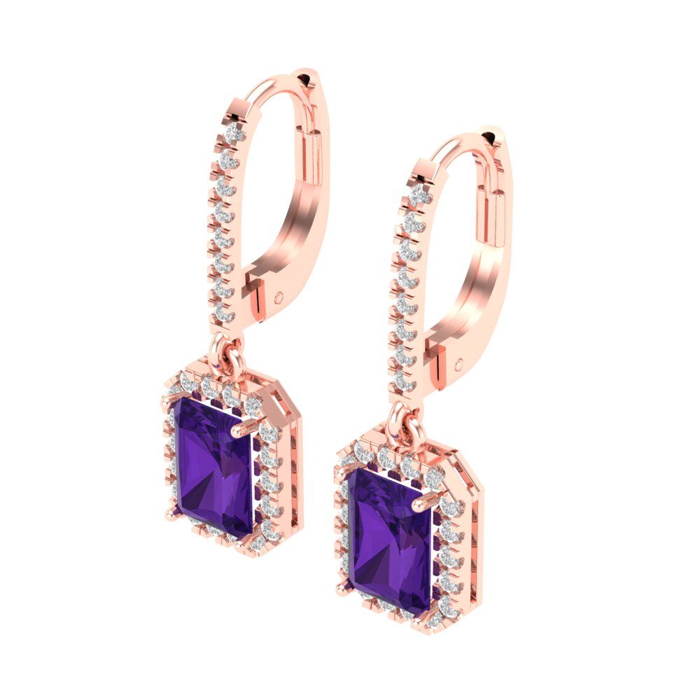 5.8072cttw Amethyst Gold-Plated 925 Silver Lever Back Drop Dangle Earrings