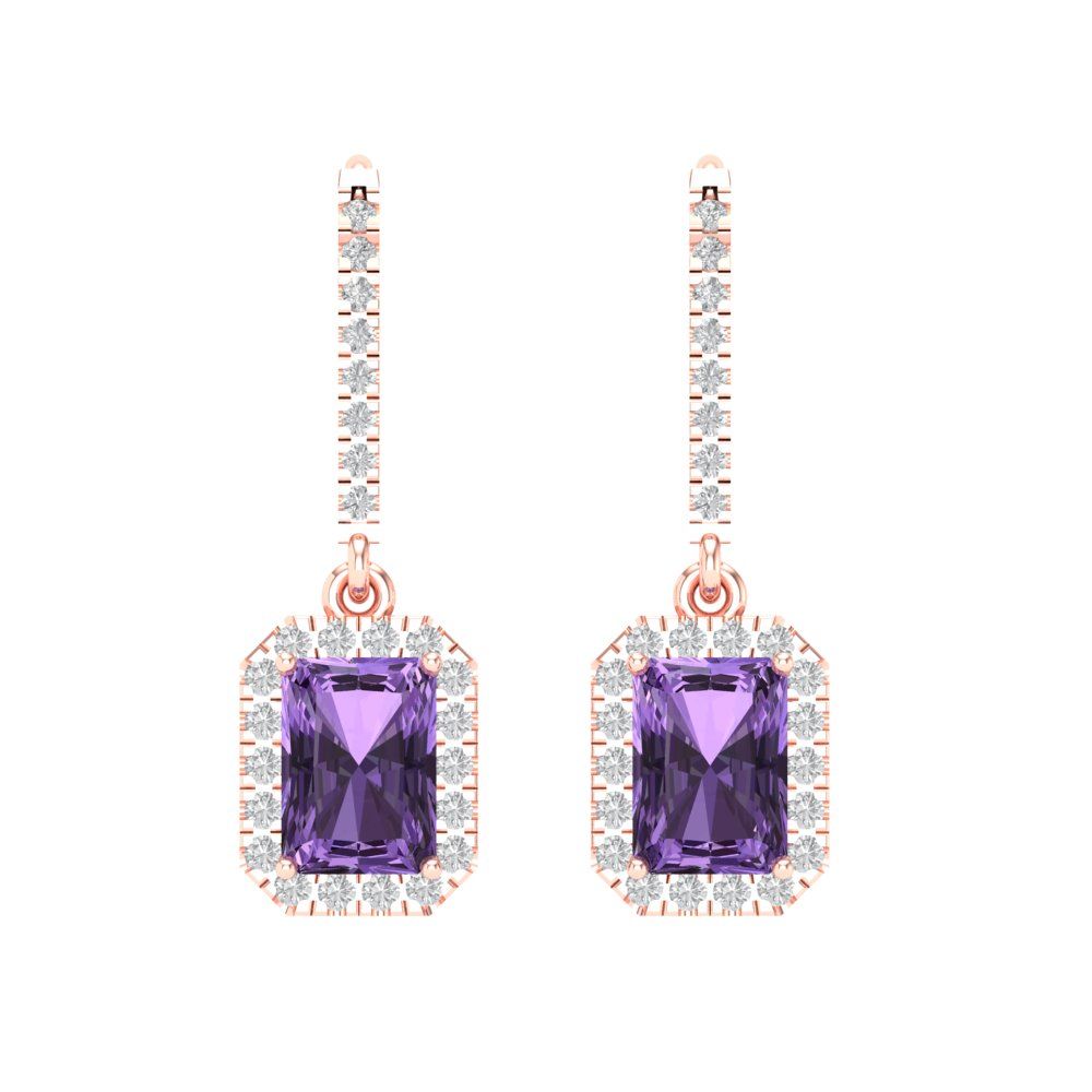 5.8072cttw Alexandrite Gold-Plated 925 Silver Lever Back Drop Dangle Earrings