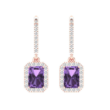 5.8072cttw Alexandrite Gold-Plated 925 Silver Lever Back Drop Dangle Earrings