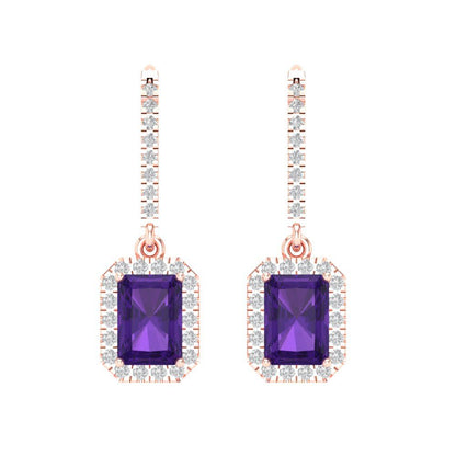5.8072cttw Amethyst Gold-Plated 925 Silver Lever Back Drop Dangle Earrings