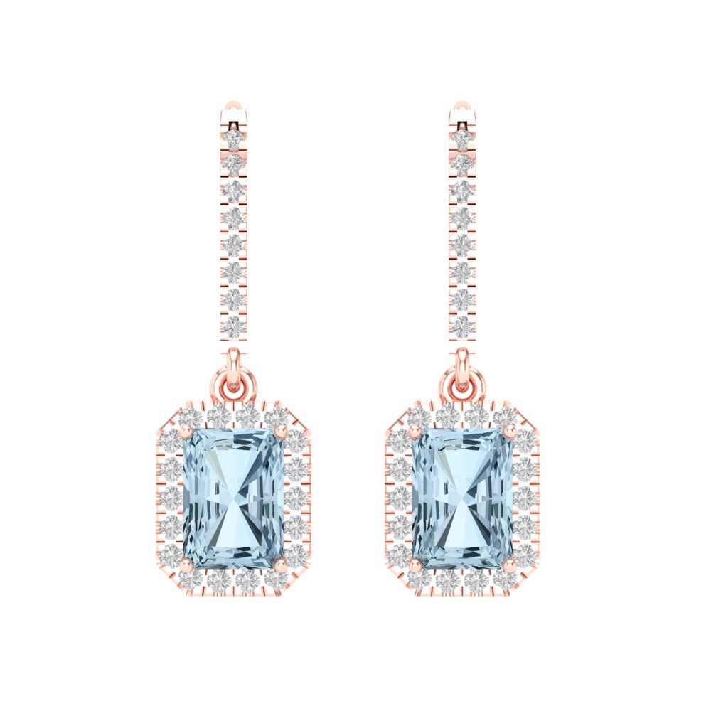 5.8072cttw Aquamarine Gold-Plated 925 Silver Lever Back Drop Dangle Earrings