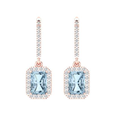 5.8072cttw Aquamarine Gold-Plated 925 Silver Lever Back Drop Dangle Earrings