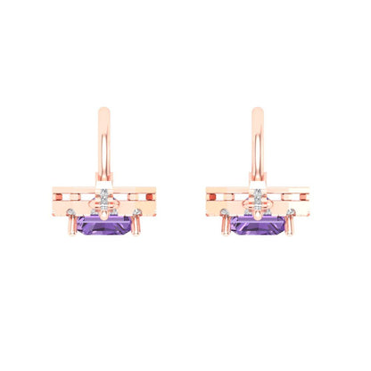 5.8072cttw Alexandrite Gold-Plated 925 Silver Lever Back Drop Dangle Earrings