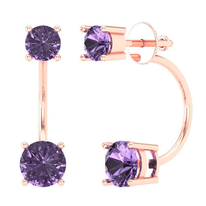3cttw Alexandrite Gold-Plated 925 Silver Screw Back Stud Earrings