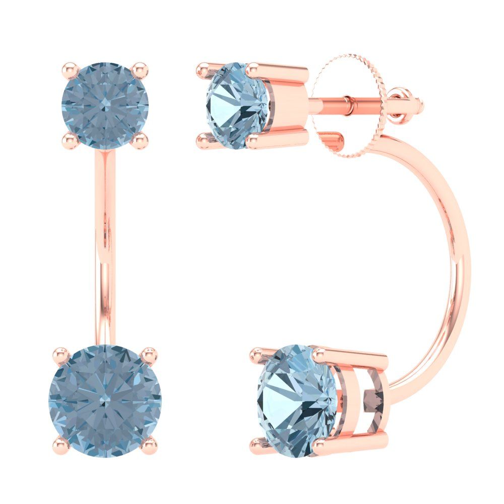 3cttw Aquamarine Gold-Plated 925 Silver Screw Back Stud Earrings