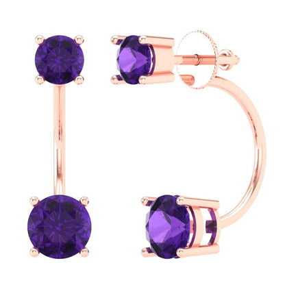 3cttw Amethyst Gold-Plated 925 Silver Screw Back Stud Earrings