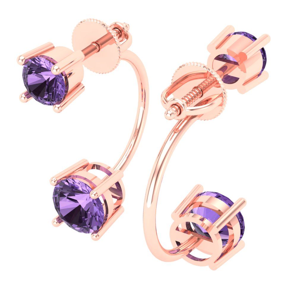 3cttw Alexandrite Gold-Plated 925 Silver Screw Back Stud Earrings
