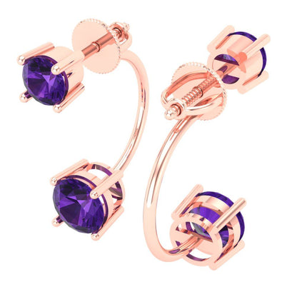 3cttw Amethyst Gold-Plated 925 Silver Screw Back Stud Earrings