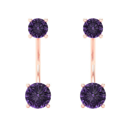 3cttw Alexandrite Gold-Plated 925 Silver Screw Back Stud Earrings