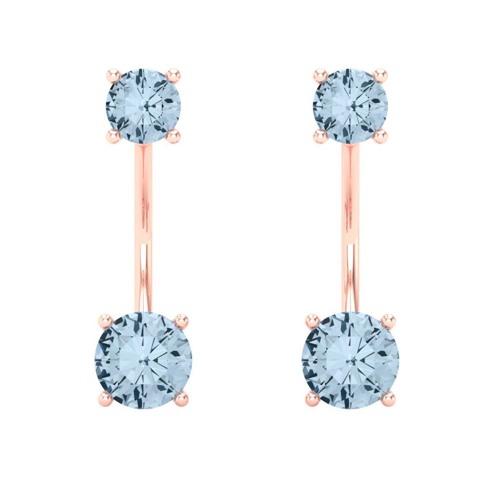 3cttw Aquamarine Gold-Plated 925 Silver Screw Back Stud Earrings