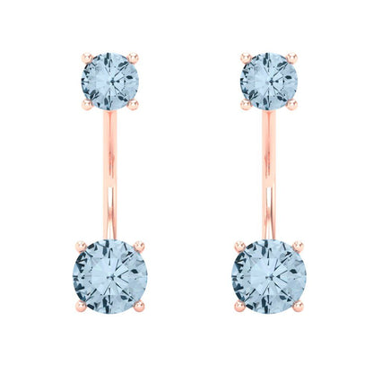 3cttw Aquamarine Gold-Plated 925 Silver Screw Back Stud Earrings