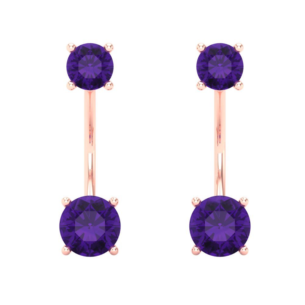 3cttw Amethyst Gold-Plated 925 Silver Screw Back Stud Earrings