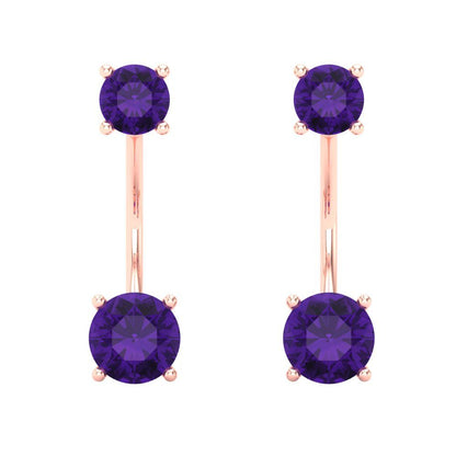 3cttw Amethyst Gold-Plated 925 Silver Screw Back Stud Earrings