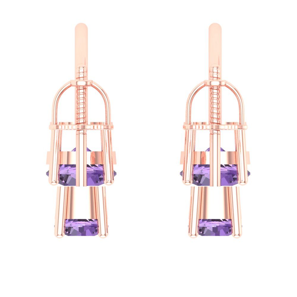 3cttw Alexandrite Gold-Plated 925 Silver Screw Back Stud Earrings