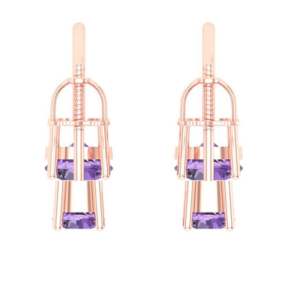 3cttw Alexandrite Gold-Plated 925 Silver Screw Back Stud Earrings