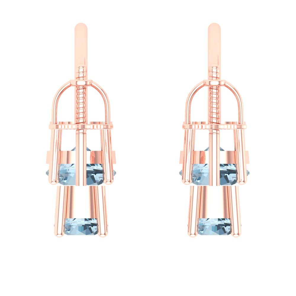 3cttw Aquamarine Gold-Plated 925 Silver Screw Back Stud Earrings