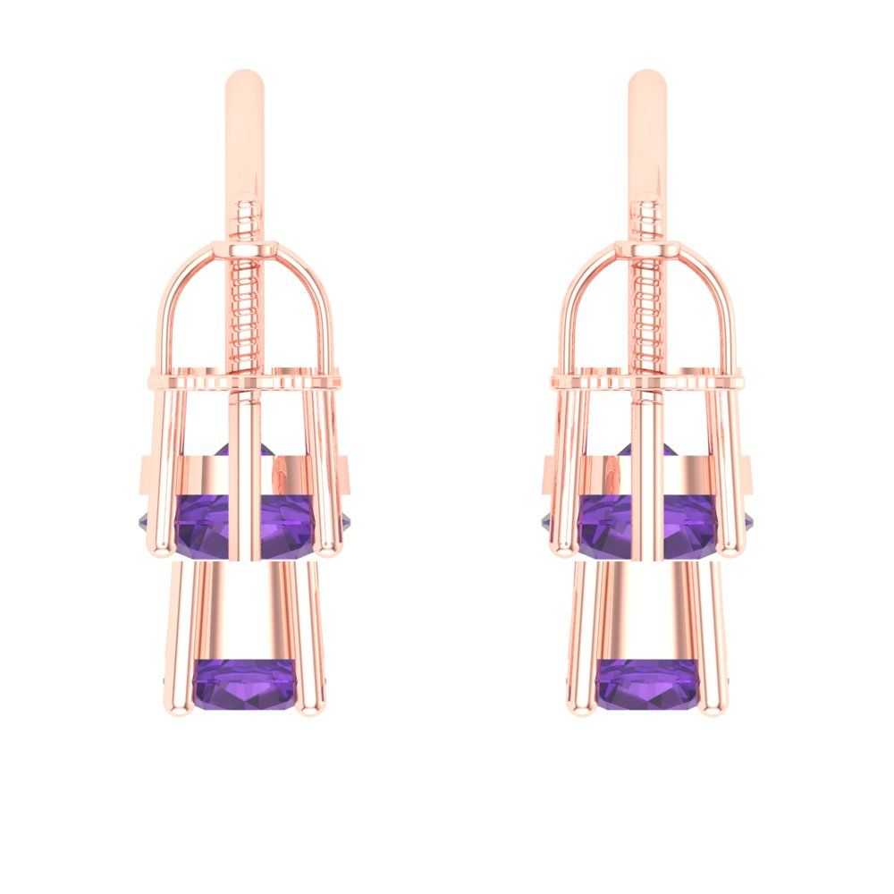 3cttw Amethyst Gold-Plated 925 Silver Screw Back Stud Earrings