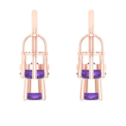 3cttw Amethyst Gold-Plated 925 Silver Screw Back Stud Earrings