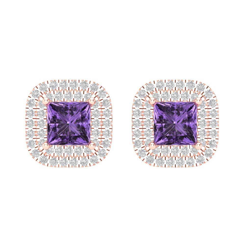 1.96cttw Alexandrite Gold-Plated 925 Silver Screw Back Stud Earrings