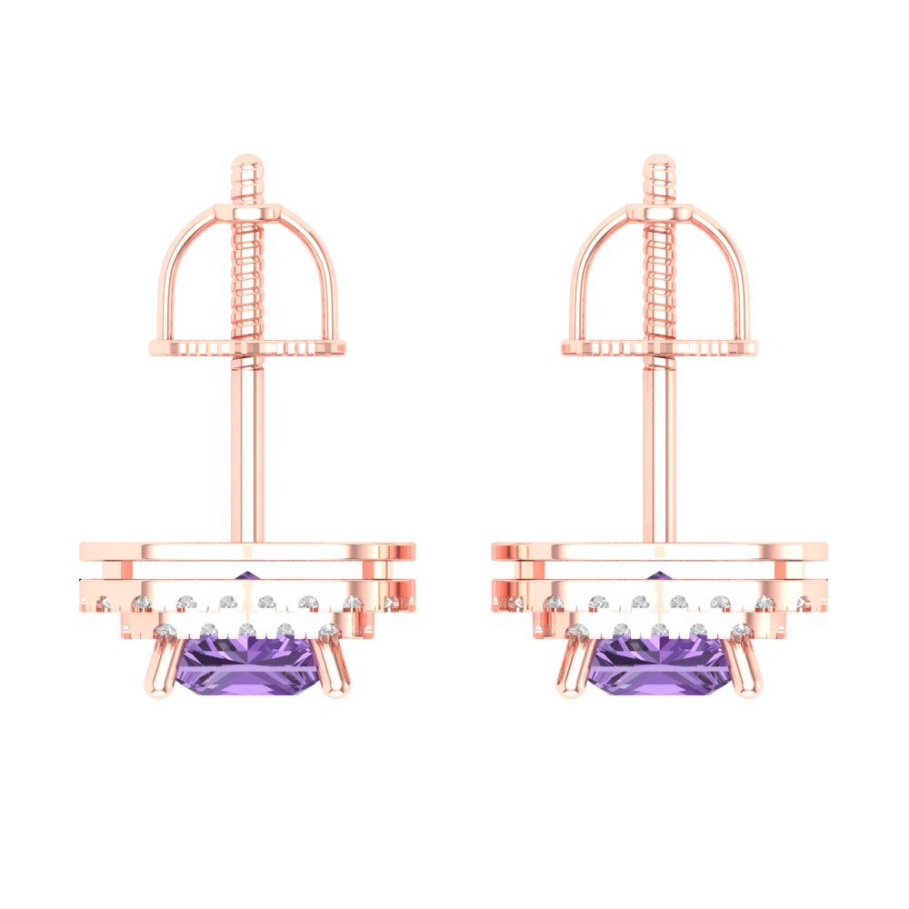 1.96cttw Alexandrite Gold-Plated 925 Silver Screw Back Stud Earrings