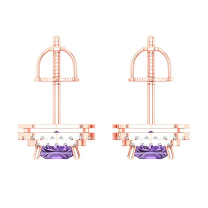1.96cttw Alexandrite Gold-Plated 925 Silver Screw Back Stud Earrings
