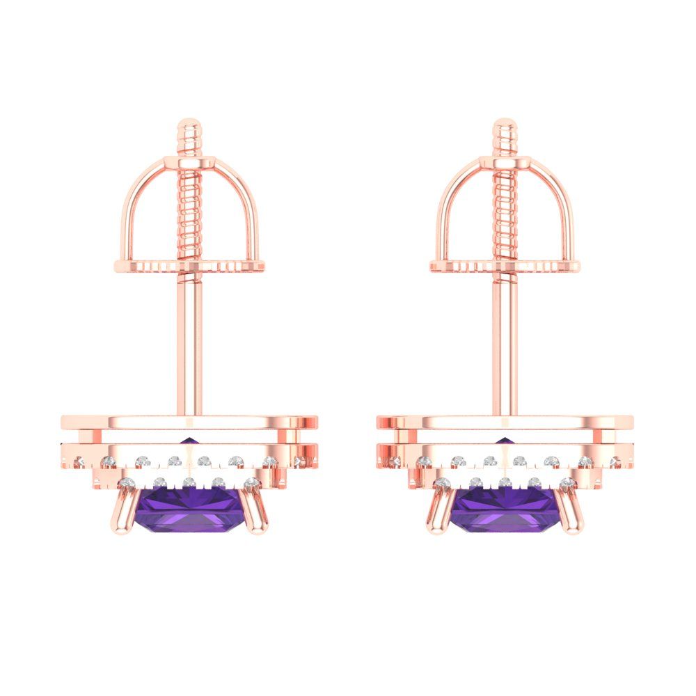1.96cttw Amethyst Gold-Plated 925 Silver Screw Back Stud Earrings
