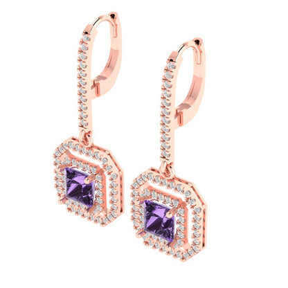2.8174cttw Alexandrite Gold-Plated 925 Silver Lever Back Drop Dangle Earrings