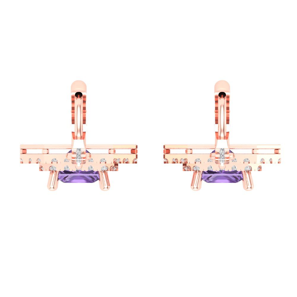 2.8174cttw Alexandrite Gold-Plated 925 Silver Lever Back Drop Dangle Earrings