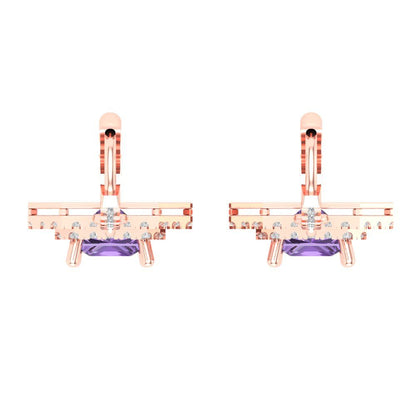 2.8174cttw Alexandrite Gold-Plated 925 Silver Lever Back Drop Dangle Earrings