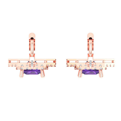 2.8174cttw Amethyst Gold-Plated 925 Silver Lever Back Drop Dangle Earrings