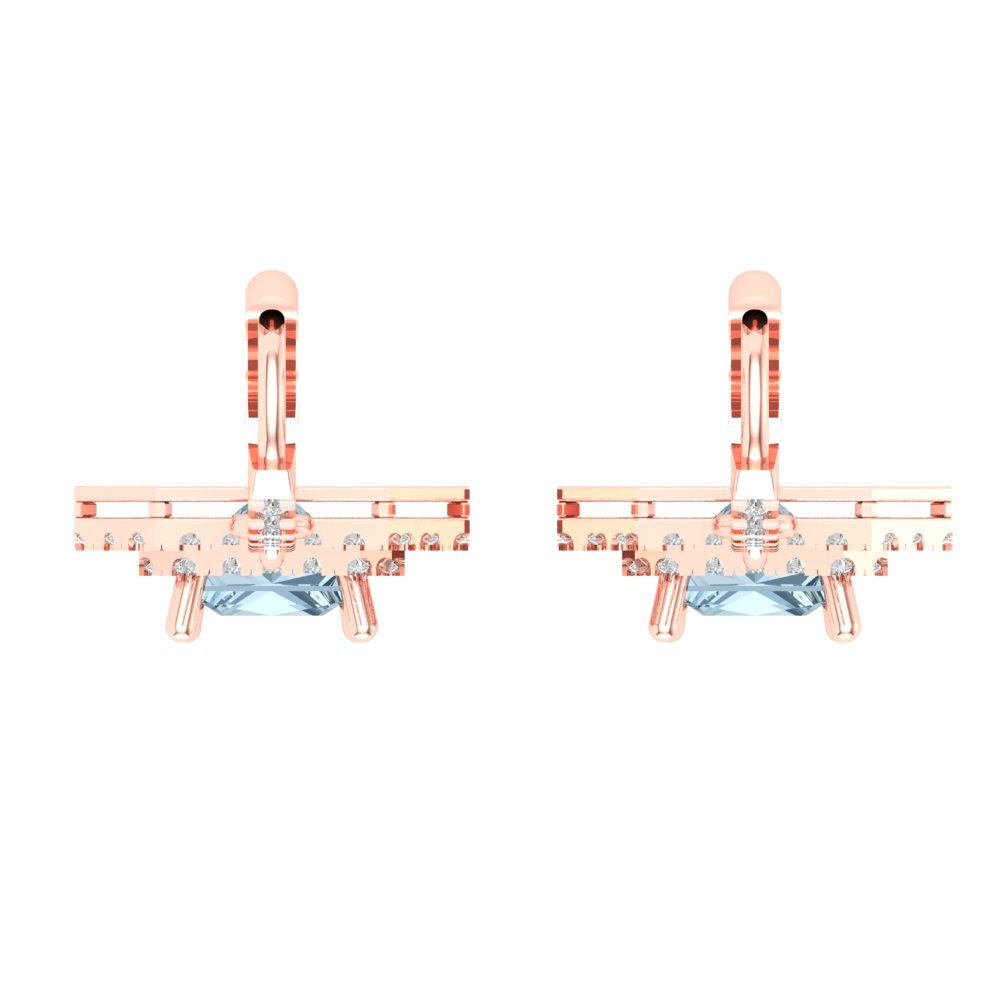 2.8174cttw Aquamarine Gold-Plated 925 Silver Lever Back Drop Dangle Earrings