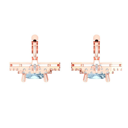 2.8174cttw Aquamarine Gold-Plated 925 Silver Lever Back Drop Dangle Earrings