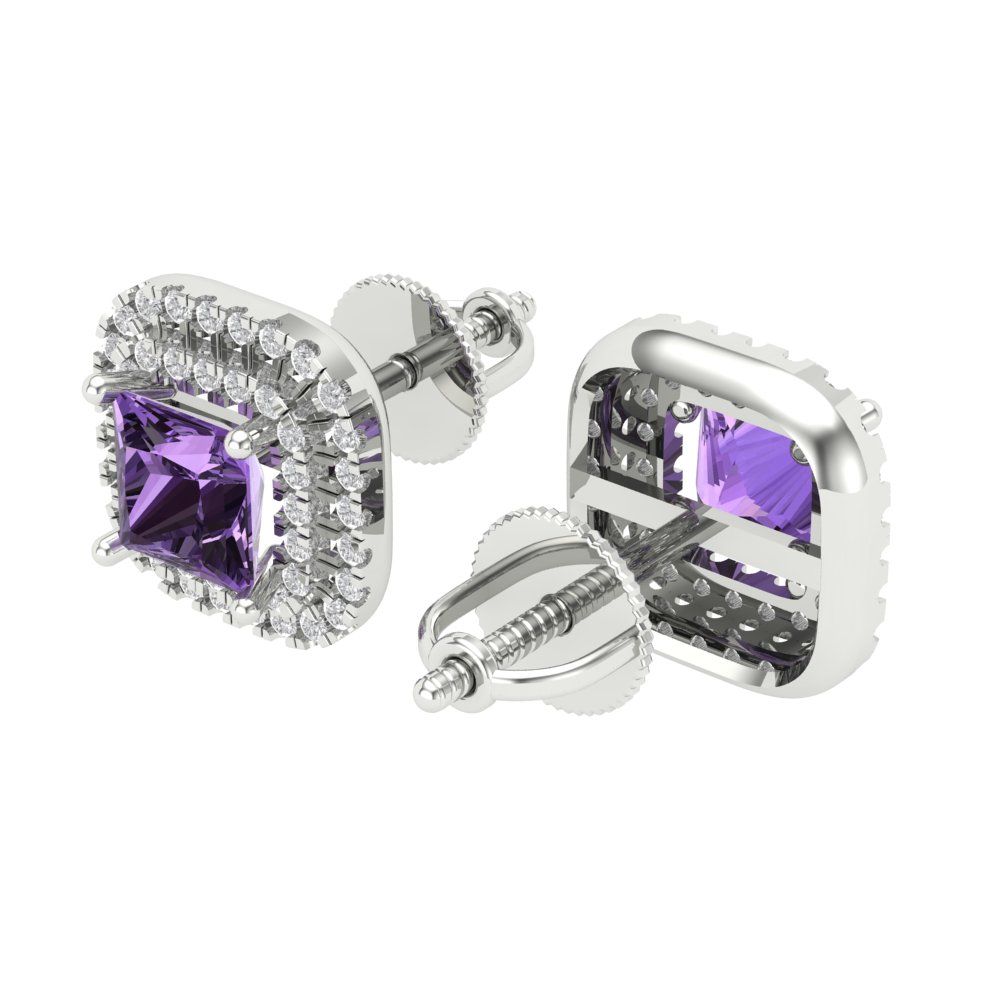 1.73cttw Alexandrite Gold-Plated 925 Silver Screw Back Stud Earrings