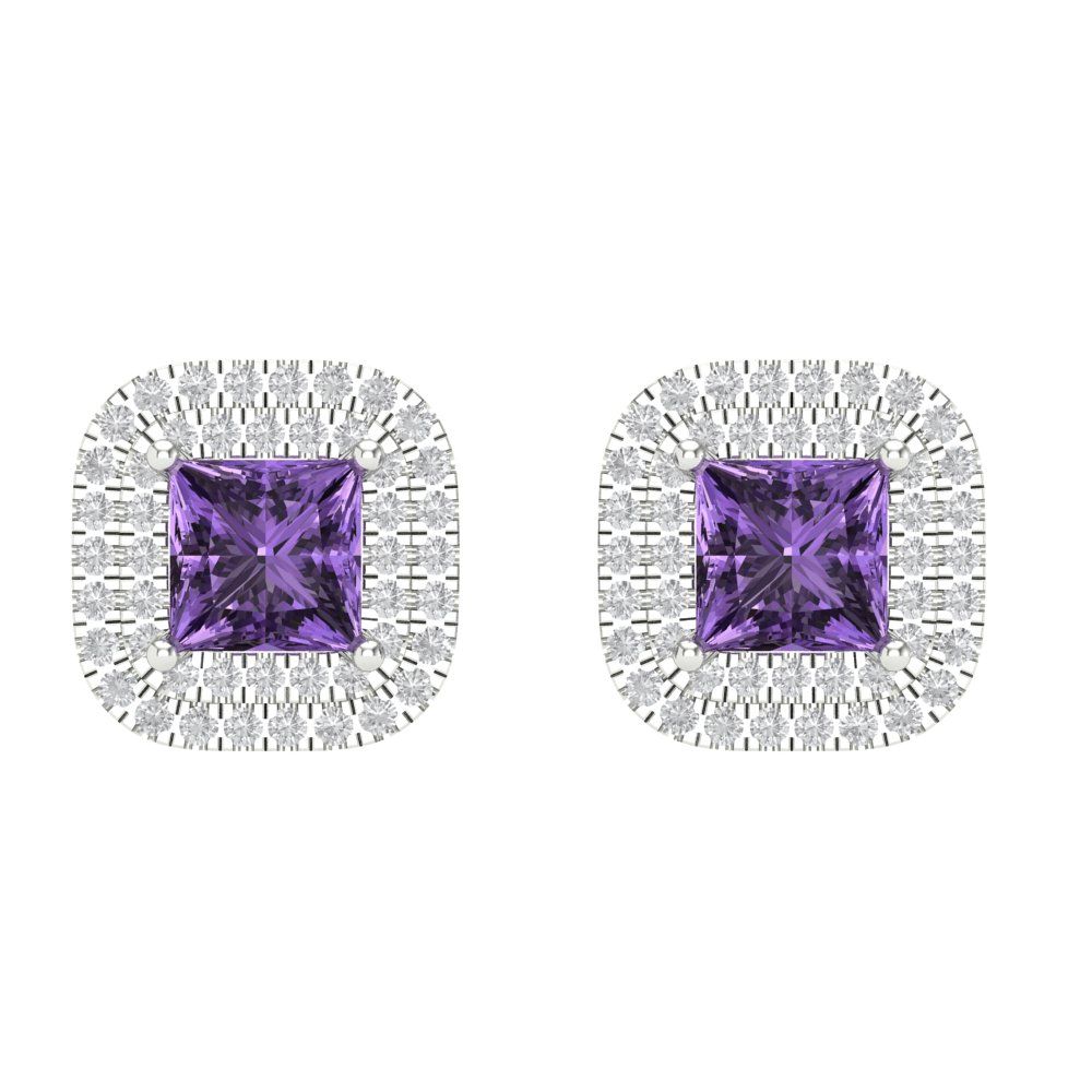 1.73cttw Alexandrite Gold-Plated 925 Silver Screw Back Stud Earrings