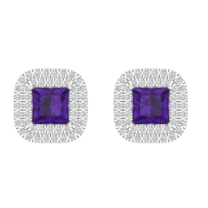 1.73cttw Amethyst Gold-Plated 925 Silver Screw Back Stud Earrings