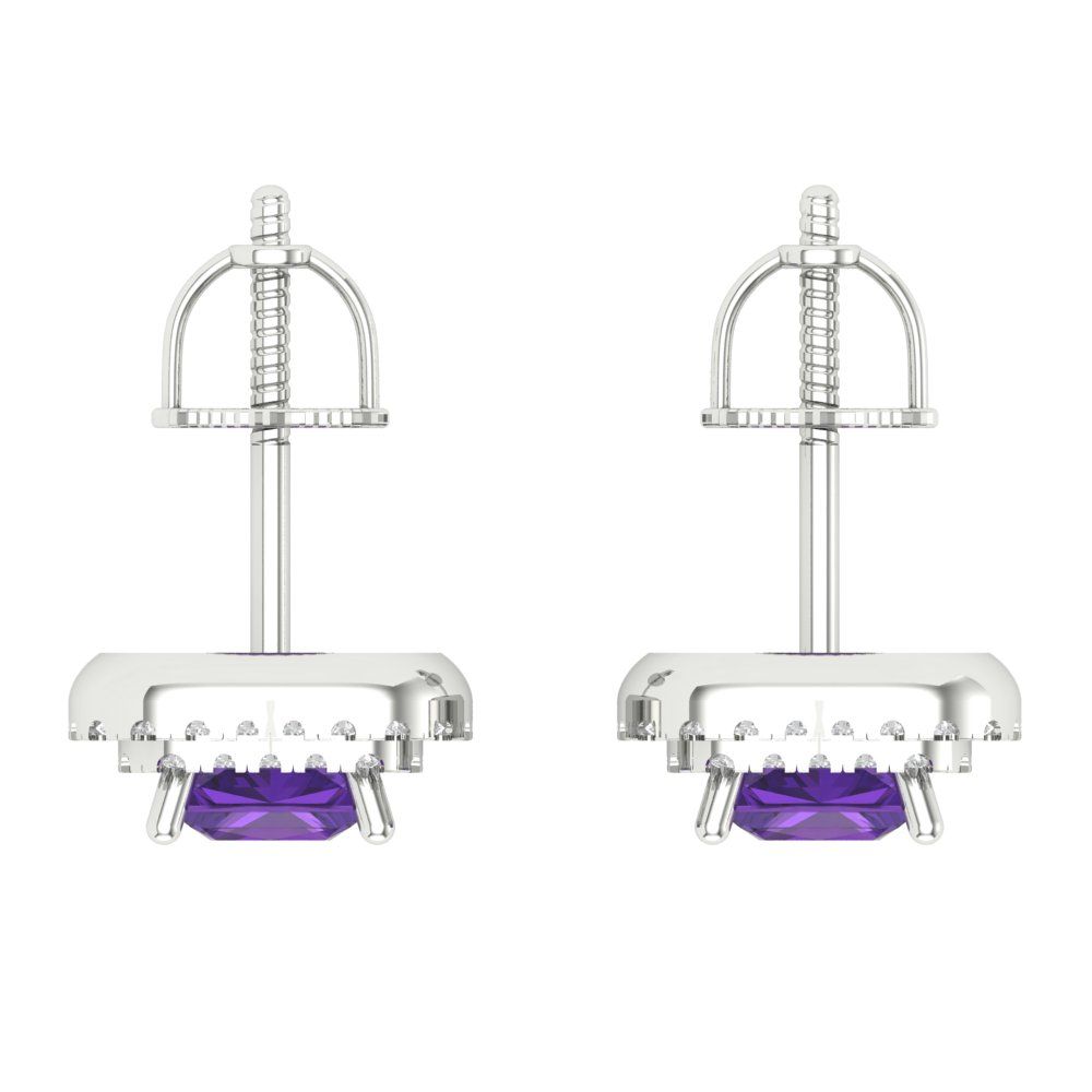 1.73cttw Amethyst Gold-Plated 925 Silver Screw Back Stud Earrings